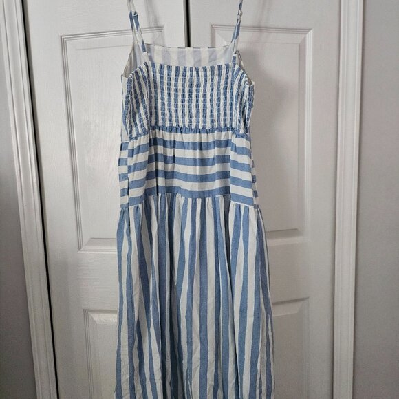 Universal Thread - Blue & White Stripped Sun Dress with Pockets - Picture 2 of 3